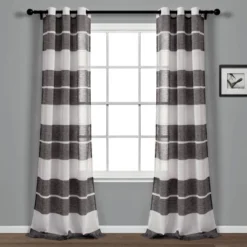 Set Of 2 38"x84" Textured Stripe Grommet Sheer Window Curtain Panels - Lush Décor -Beautiful House GUEST 021e3ca6 831f 49e0 8584 de752ab2fa31