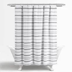 Striped Clip Jacquard Shower Curtain - Lush Décor