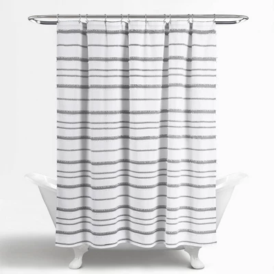 Striped Clip Jacquard Shower Curtain - Lush Décor 1 Striped Clip Jacquard Shower Curtain - Lush Décor