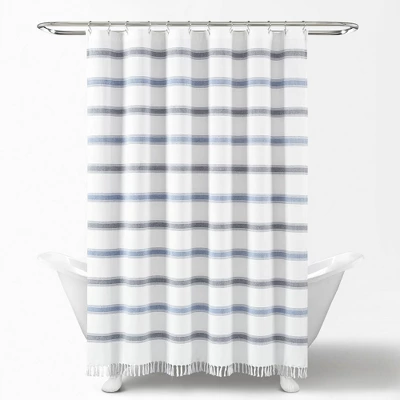 72"x72" Striped Woven Textured Yarn Dyed Eco-Friendly Recycled Cotton Single Shower Curtain - Lush Décor 4 72"x72" Striped Woven Textured Yarn Dyed Eco-Friendly Recycled Cotton Single Shower Curtain - Lush Décor - Image 4