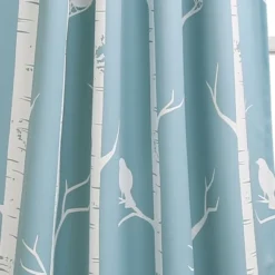 Lush Décor Bird On The Tree Light Filtering Window Curtain Panels Blue 52X84+2 Set