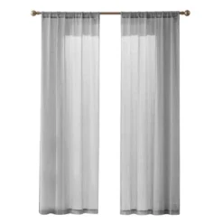 Lush Décor Milla Knitted Textured Sheer Window Curtain Panels Silver Pair 38x84 -Beautiful House GUEST 077fabff d835 4d27 8756 1b2f806c53c4