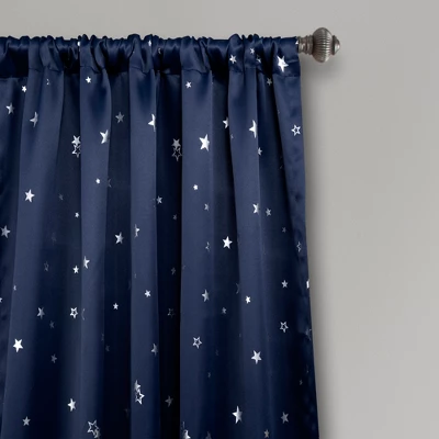 2pk 52"x84" Room Darkening Star Curtain Panels Navy - Lush Décor 1 2pk 52"x84" Room Darkening Star Curtain Panels Navy - Lush Décor