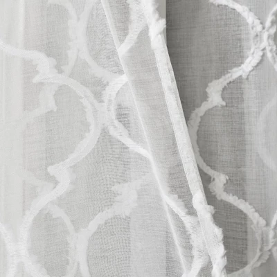 2pk 38"x95" Sheer Avon Trellis Curtain Panels White - Lush Décor 6 2pk 38"x95" Sheer Avon Trellis Curtain Panels White - Lush Décor - Image 6