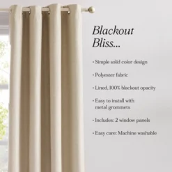 52"x84" Lush Decor Meena Slub 100% Blackout Window Curtain Panels Neutral Pair