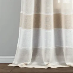 Set Of 2 38"x84" Textured Stripe Grommet Sheer Window Curtain Panels - Lush Décor -Beautiful House GUEST 104fdeda a61e 4b91 afe6 18994666db2c