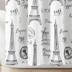 72"x72" Single Kids' Paris Bonjour Shower Curtain Black/White - Lush Décor -Beautiful House GUEST 105f02b3 769b 42d7 bc7c 55eaeb3f328b