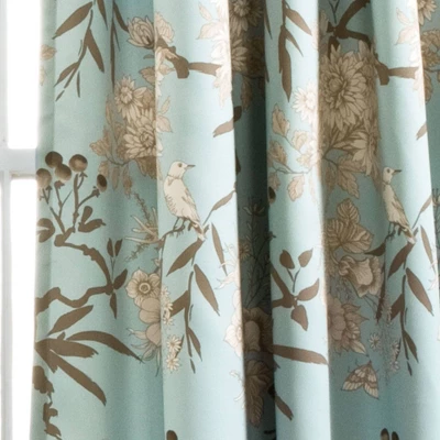 2pk 52"x95" Light Filtering Botanical Garden Curtain Panels Blue - Lush Décor 2 2pk 52"x95" Light Filtering Botanical Garden Curtain Panels Blue - Lush Décor - Image 2