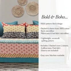 Twin Bohemian Stripe Quilted Daybed Cover Set Turquoise/Orange - Lush Décor -Beautiful House GUEST 1186ed21 31a3 4648 adf4 1c741a4acbab