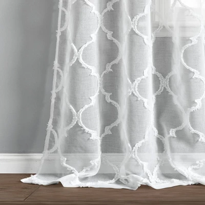 2pk 38"x84" Sheer Avon Trellis Curtain Panels White - Lush Décor 3 2pk 38"x84" Sheer Avon Trellis Curtain Panels White - Lush Décor - Image 3