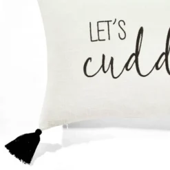 13"x20" 'Let's Cuddle' Family-Friendly Lumbar Throw Pillow Cover White - Lush Décor