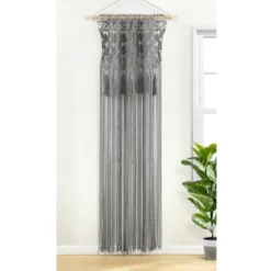 1pc 40"x84" Light Filtering Boho Macrame Tassel Curtain Panel Gray - Lush Décor -Beautiful House GUEST 190c31ba 01ec 4357 9032 381ff74ad627