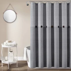 Farmhouse Button Striped Yarn Dyed Woven Cotton Single Shower Curtain - Lush Décor -Beautiful House GUEST 194e577b a411 42f3 adfa 7150d8d66b76
