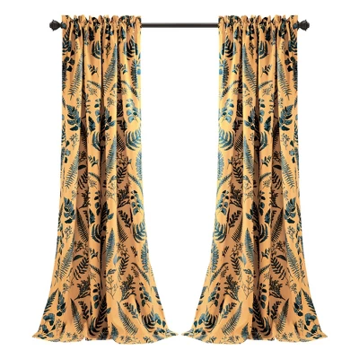 Lush Décor Devonia Allover Light Filtering Window Curtain Panels Yellow/Blue 52X95+2 Set 7 Lush Décor Devonia Allover Light Filtering Window Curtain Panels Yellow/Blue 52X95+2 Set - Image 7