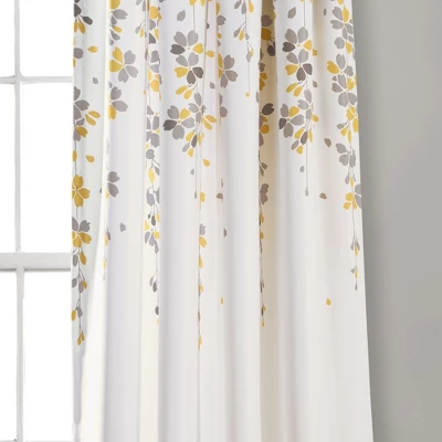Lush Décor Weeping Flower Light Filtering Window Curtain Panels Yellow/Gray 52X108+2 Set 6 Lush Décor Weeping Flower Light Filtering Window Curtain Panels Yellow/Gray 52X108+2 Set - Image 6