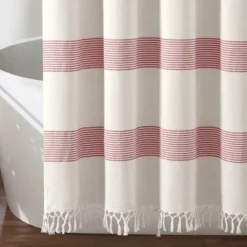 Tucker Stripe Yarn Dyed Cotton Knotted Tassel Shower Curtain - Lush Décor 9 Tucker Stripe Yarn Dyed Cotton Knotted Tassel Shower Curtain - Lush Décor -Beautiful House GUEST 1b5f1c99 6e08 48e0 ba8e 6b52eae4662b