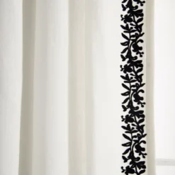 Lush Décor Luxury Modern Flower Linen Like Embroidery Border Window Curtain Panel Off White/Black Single 52X84 -Beautiful House GUEST 1d00b79c 1854 4748 91b6 1742a31685bb
