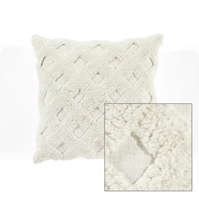 20"x20" Oversize Tufted Diagonal Square Throw Pillow White - Lush Décor 4 20"x20" Oversize Tufted Diagonal Square Throw Pillow White - Lush Décor - Image 4