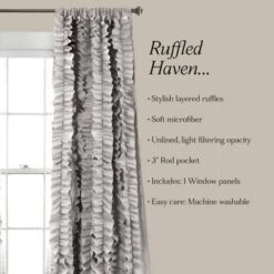 1pc 54"x84" Light Filtering Belle Curtain Panel Gray - Lush Décor: 84 Inch Rod Pocket Polyester Curtain -Beautiful House GUEST 1e73870e f6a3 43b5 b855 99309722522a