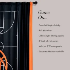 52"x84" Kids' Basketball Game Window Curtain Panel Set Black/Orange - Lush Décor -Beautiful House GUEST 1edde3cb f4fb 4985 a917 685f1b2fb523
