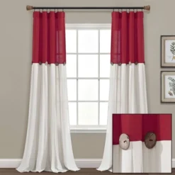 1pc 40"x84" Light Filtering Farmhouse Linen Button Curtain Panel Red - Lush Décor 10 1pc 40"x84" Light Filtering Farmhouse Linen Button Curtain Panel Red - Lush Décor -Beautiful House GUEST 21399aa8 2ed1 4694 9dbe 8923ea330b4e