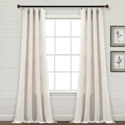 84"x40" Linen Tassel Window Curtain Panel - Lush Décor -Beautiful House GUEST 230ee57b b7dc 40ab 83ec 7c9a48eb36f2