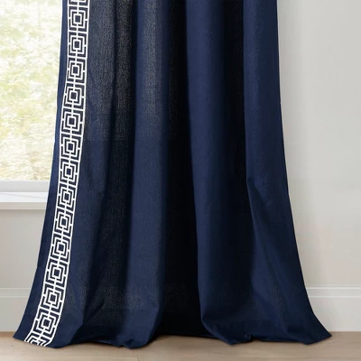 Lush Décor Luxury Modern Square Embroidery Border Window Panel Navy Single 52x84 5 Lush Décor Luxury Modern Square Embroidery Border Window Panel Navy Single 52x84 - Image 5
