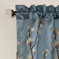 84"x18" Cocoa Flower Window Valance Blue - Lush Décor