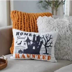 13"x18" Sweet Haunted Home LED Halloween Lumbar Throw Pillow White - Lush Décor -Beautiful House GUEST 24cb9193 74bc 4434 aca5 f91cc5cfc787