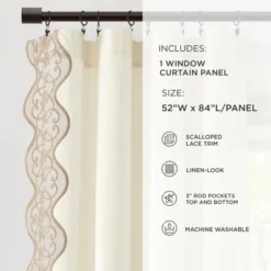 Lush Décor Scalloped Edge Lace Border Window Panel Off White/Neutral Single 52x84 13 Lush Décor Scalloped Edge Lace Border Window Panel Off White/Neutral Single 52x84 -Beautiful House GUEST 26db83e9 a41a 41c1 9f3d 8ece7bcef186