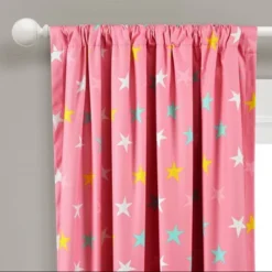 Lush Décor Blackout Unicorn Heart Rainbow Star Window Curtain Panel - Pink Single