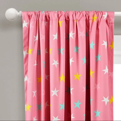 Lush Décor Blackout Unicorn Heart Rainbow Star Window Curtain Panel - Pink Single 1 Lush Décor Blackout Unicorn Heart Rainbow Star Window Curtain Panel - Pink Single