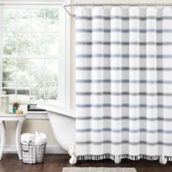72"x72" Striped Woven Textured Yarn Dyed Eco-Friendly Recycled Cotton Single Shower Curtain - Lush Décor 9 72"x72" Striped Woven Textured Yarn Dyed Eco-Friendly Recycled Cotton Single Shower Curtain - Lush Décor -Beautiful House GUEST 2b17bce0 7848 406b b478 673c4725d81f