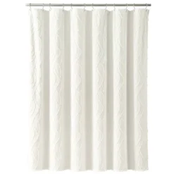 Lush Décor Jacquard Wave Shower Curtain Soft White: Polyester, Buttonhole Top, Machine Washable -Beautiful House GUEST 2c21f7bf 52a5 4bd3 a1a9 cbed3aa196d7
