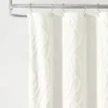 Lush Décor Jacquard Wave Shower Curtain Soft White: Polyester, Buttonhole Top, Machine Washable