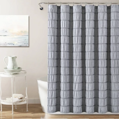 Waffle Striped Woven Cotton Shower Curtain - Lush Décor 6 Waffle Striped Woven Cotton Shower Curtain - Lush Décor - Image 6