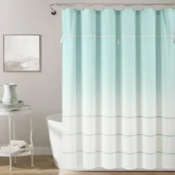 Ombre Embroidery Tassel Yarn Dyed Cotton Shower Curtain - Lush Décor -Beautiful House GUEST 2d9d93db 319b 4f9b ad33 1a2cd43674d1