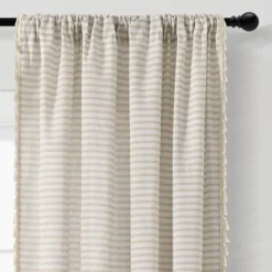 Lush Décor Boho Coastal Horizontal Ticking Stripe Tassel Window Curtain Panels -Beautiful House GUEST 2ed06d4f 98e5 4db4 a792 c0acfe20c2f3