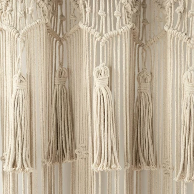 1pc 40"x84" Light Filtering Boho Macrame Tassel Curtain Panel Tan - Lush Décor 4 1pc 40"x84" Light Filtering Boho Macrame Tassel Curtain Panel Tan - Lush Décor - Image 4