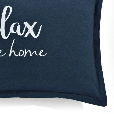 13"x20" 'Relax You're Home' Family-Friendly Lumbar Throw Pillow Cover Navy - Lush Décor 1 13"x20" 'Relax You're Home' Family-Friendly Lumbar Throw Pillow Cover Navy - Lush Décor