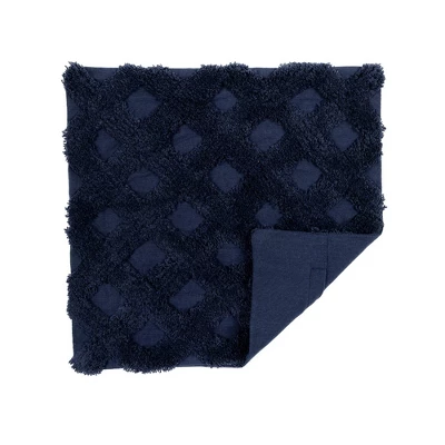 20"x20" Oversize Tufted Diagonal Family-Friendly Square Pillow Cover Navy - Lush Décor 1 20"x20" Oversize Tufted Diagonal Family-Friendly Square Pillow Cover Navy - Lush Décor