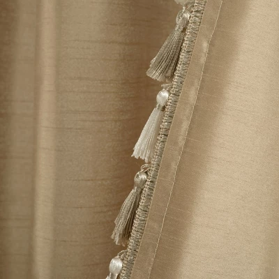 Lush Décor Luxury Regency Faux Silk Two Tone Tassel Window Curtain Panels Taupe 52x84 Set 4 Lush Décor Luxury Regency Faux Silk Two Tone Tassel Window Curtain Panels Taupe 52x84 Set - Image 4