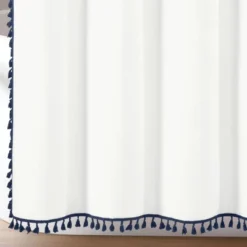 72"x72" Boho Melora Tassel Yarn Dyed Eco-Friendly Recycled Cotton Shower Curtain Navy - Lush Décor -Beautiful House GUEST 3558e670 f3d4 4683 8994 e9dd4c43e7fb