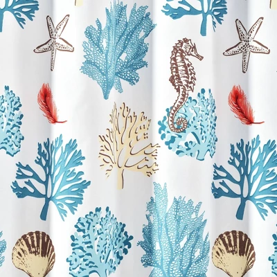Single Reef Feather Shower Curtain Blue/Coral - Lush Décor 3 Single Reef Feather Shower Curtain Blue/Coral - Lush Décor - Image 3