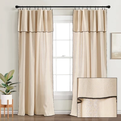 Lush Decor Modern Faux Linen Embroidered Edge With Attached Valance Window Curtain Panels Dark Linen 52X84 Set 6 Lush Decor Modern Faux Linen Embroidered Edge With Attached Valance Window Curtain Panels Dark Linen 52X84 Set - Image 6