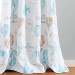 1pc 52"x84" Light Filtering Harbor Life Window Curtain Panel Blue - Lush Décor: Grommet Top, Microfiber, Seahorse Pattern -Beautiful House GUEST 37abec95 2752 4a32 b96a 0bad8d5f6741