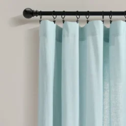 Lush Decor Linen Button Botanical Garden Window Curtain Panels Blue/Gray Single 40X84