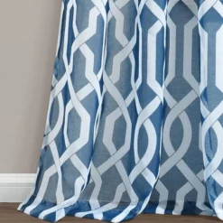 2pk 52"x84" Sheer Edward Trellis Curtain Panels Navy - Lush Décor -Beautiful House GUEST 39860452 8735 45d4 97d9 d9685ff57d70