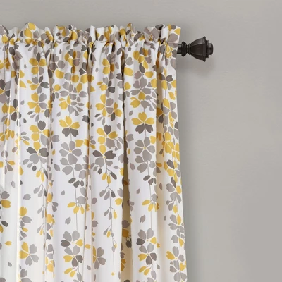 Lush Décor Weeping Flower Light Filtering Window Curtain Panels Yellow/Gray 52X108+2 Set 5 Lush Décor Weeping Flower Light Filtering Window Curtain Panels Yellow/Gray 52X108+2 Set - Image 5