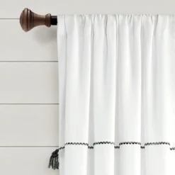 Lush Decor Farmhouse Boho Stripe Woven Tassel Yarn Dyed Cotton Blend Window Curtain Panel Set
